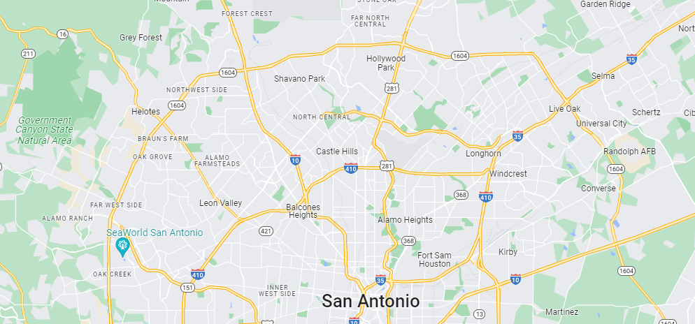 Map of northern San Antonio